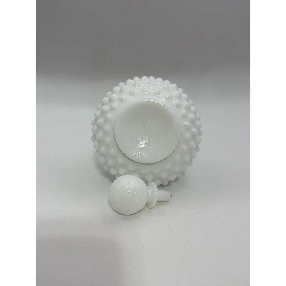 Vintage White Milk Glass Hobnail Glass Perfume Decanter Bottle With Stopper